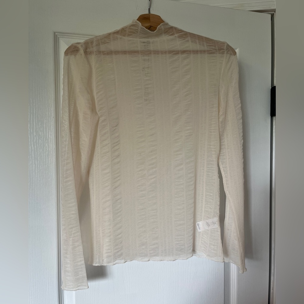 Sheer mesh mock neck top